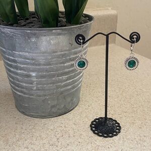 BOHEMIAN Handmade Silver Rhinestone Earrings with Charm Lever back Earrings